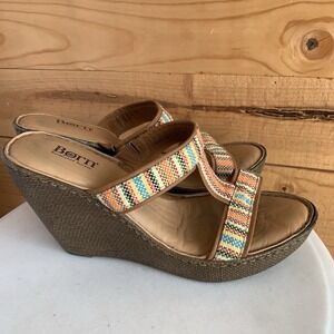 Born Wedge Sandals Womens 10 Us 42 Eu‎ Summer Beachy Leather Woven Heel Straps